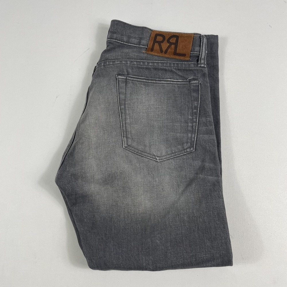 RRL Double RL Slim Fit Jeans Mens 30x26 Gray Medium Wash Japanese Selvedge Denim